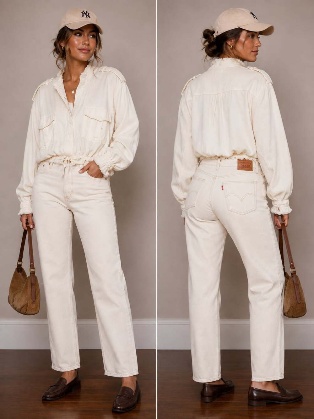 Jluxlabel Off-White Utility Jacket with Fringe Details and Dual Chest Pockets
M1